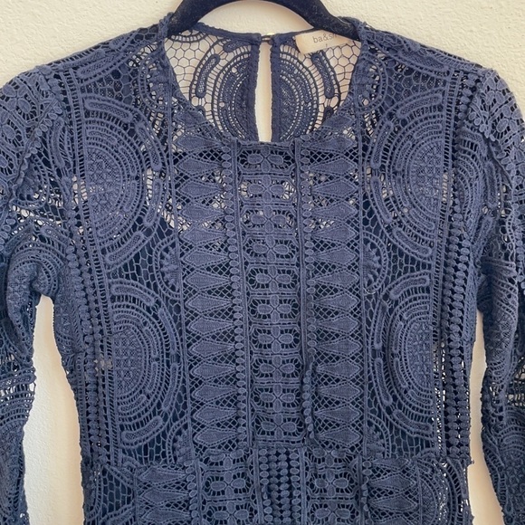 Ba&sh Navy Esthee lace mini A-line  dress Small - Picture 2 of 5